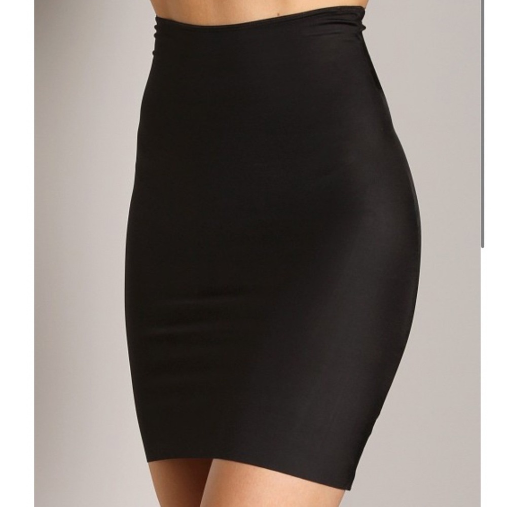 Spanx Womens Black High Waisted Shaping Slip Skirt Size Large